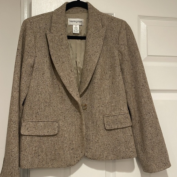 Bloomingdale’s Wool Silk Blazer – Classic – Taupe Beige – Size 8P - Picture 4 of 4
